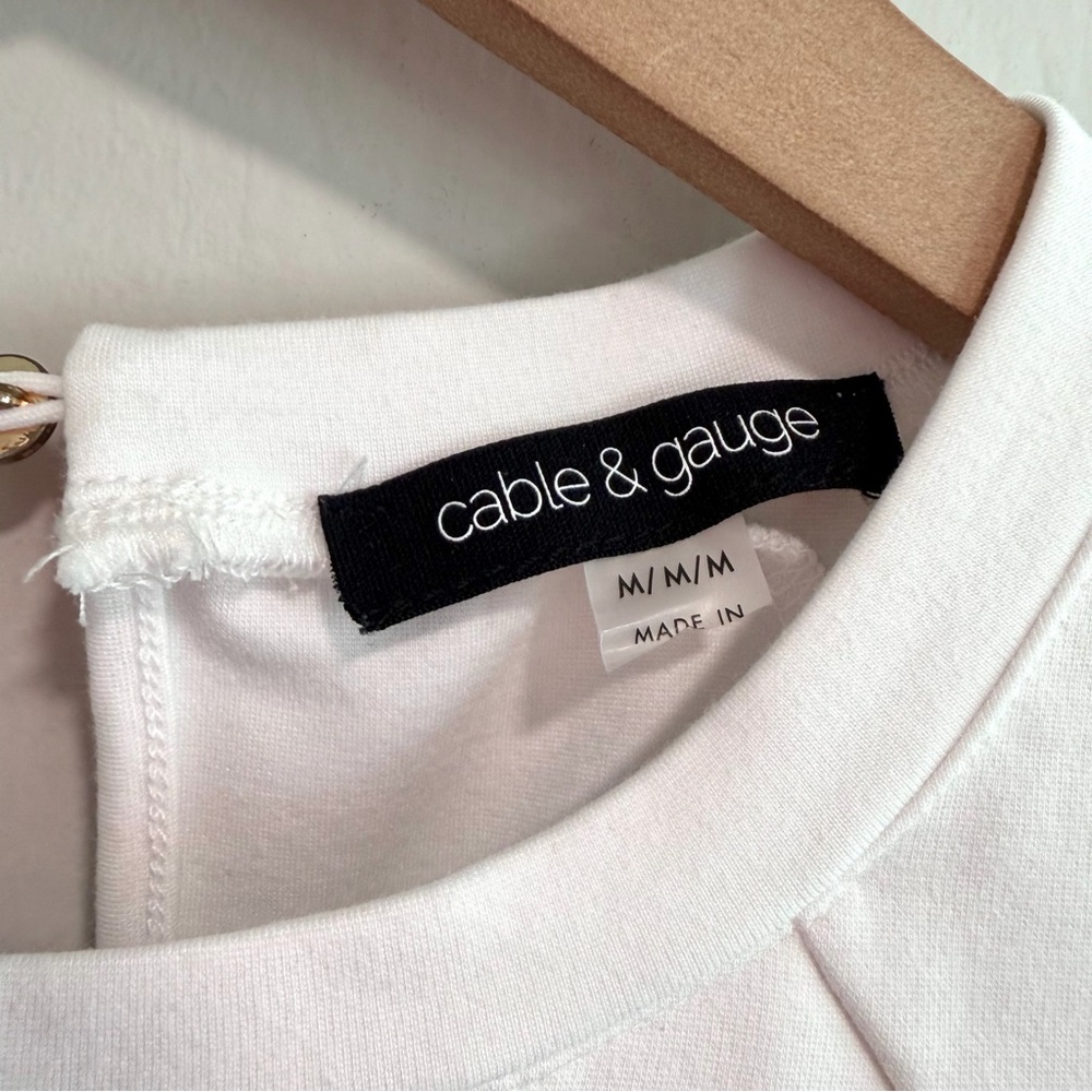 Cable & Gauge Short Sleeve Button Shoulder Ponte Knit Top - Picture 6 of 10